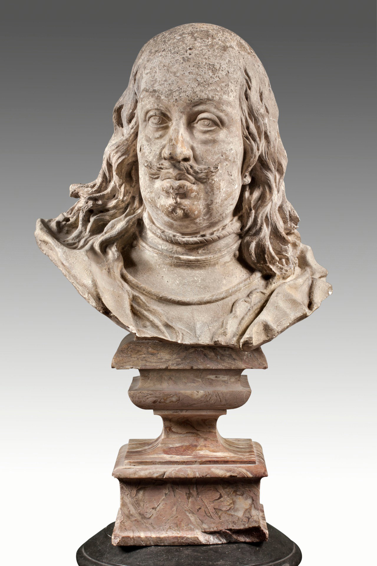 Giovan Battista Foggini, Ferdinand II de' Medici Grand Duke of Tuscany, Original plaster model with metal and lapis coordinate points